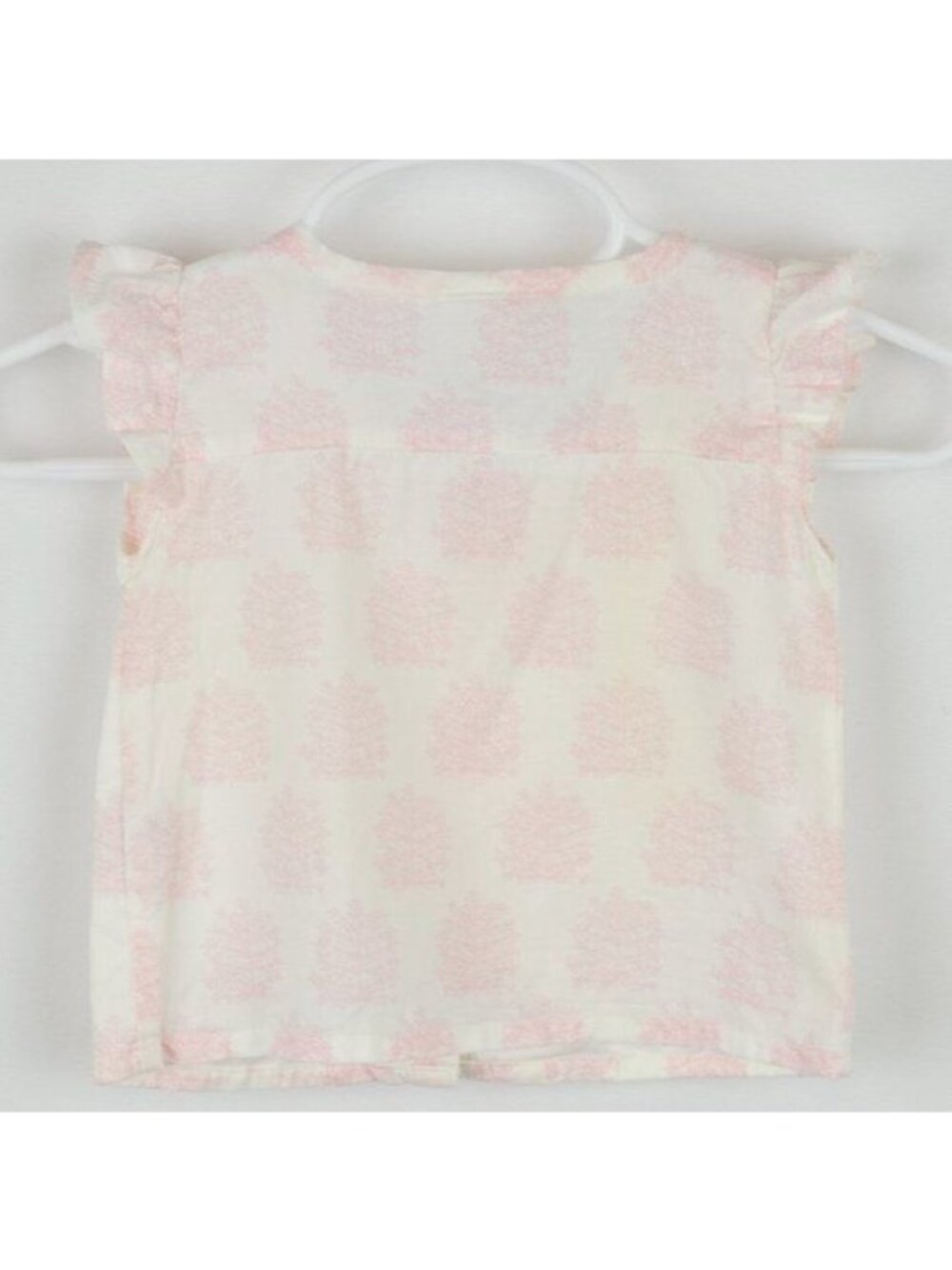 Egg Baby Infant 3-6 Months White Pink Tree Print Button Up Ruffle Sleeve Blouse - Picture 3 of 9